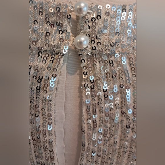 CeCe Champagne Holiday Affair Sequin Shoulerless Top Size L NWT - Picture 7 of 11